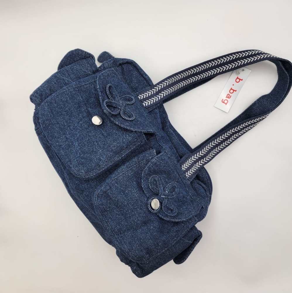 Barganza HOBO bag DENIN handbag in blue/inside flowers/NWT
